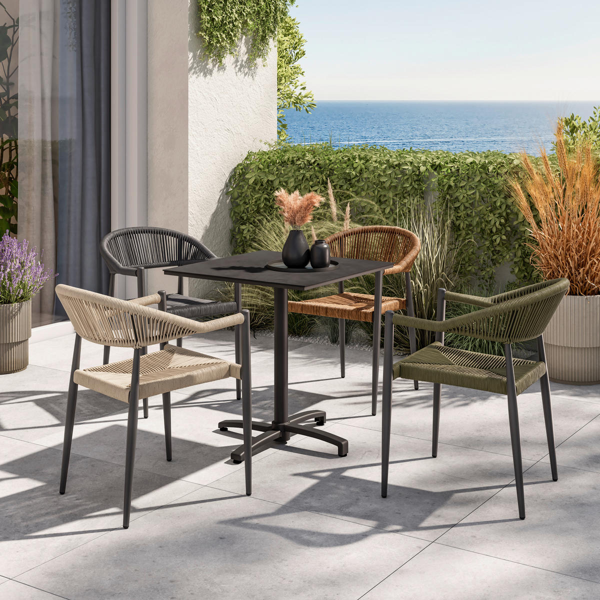 BISTROTISCH in Metall, Kunststoff 70/70/74 cm  - Anthrazit, KONVENTIONELL, Kunststoff/Metall (70/70/74cm) - Ambia Garden