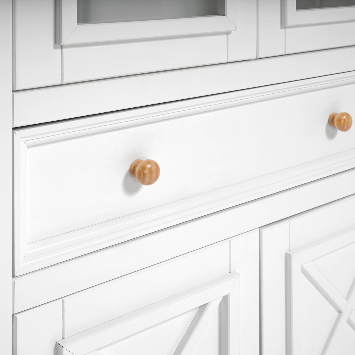 VITRINE  in massiv Kiefer Naturfarben, Weiß  - Weiß/Naturfarben, ROMANTIK / LANDHAUS, Glas/Holz (100/207/44cm) - MID.YOU