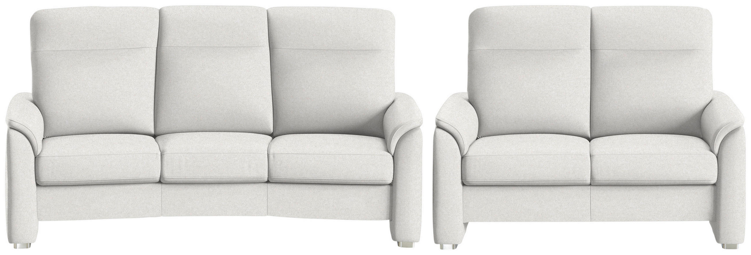 SITZGARNITUR  in Flachgewebe Alabasterfarben  - Alabasterfarben/Alufarben, KONVENTIONELL, Textil/Metall (218/156/107/103/95cm) - Beldomo Comfort