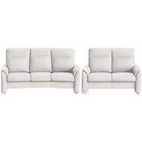 SITZGARNITUR  in Flachgewebe Alabasterfarben  - Alabasterfarben/Alufarben, KONVENTIONELL, Textil/Metall (218/156/107/103/95cm) - Beldomo Comfort