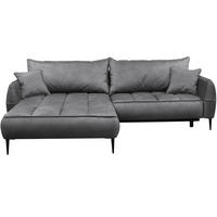 ECKSOFA Grau Velours  - Schwarz/Grau, Design, Textil/Metall (189/260cm) - MID.YOU