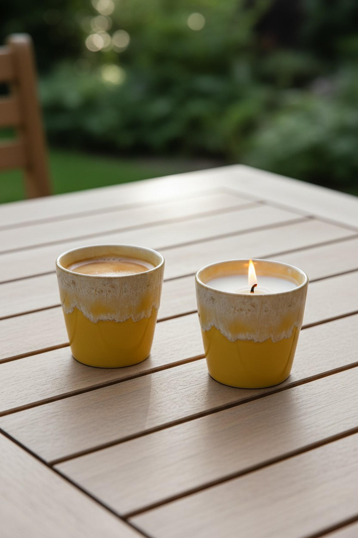 KERZE IM ESPRESSOBECHER - SET - Gelb, Basics, Naturmaterialien/Keramik (70ml) - Costa Nova
