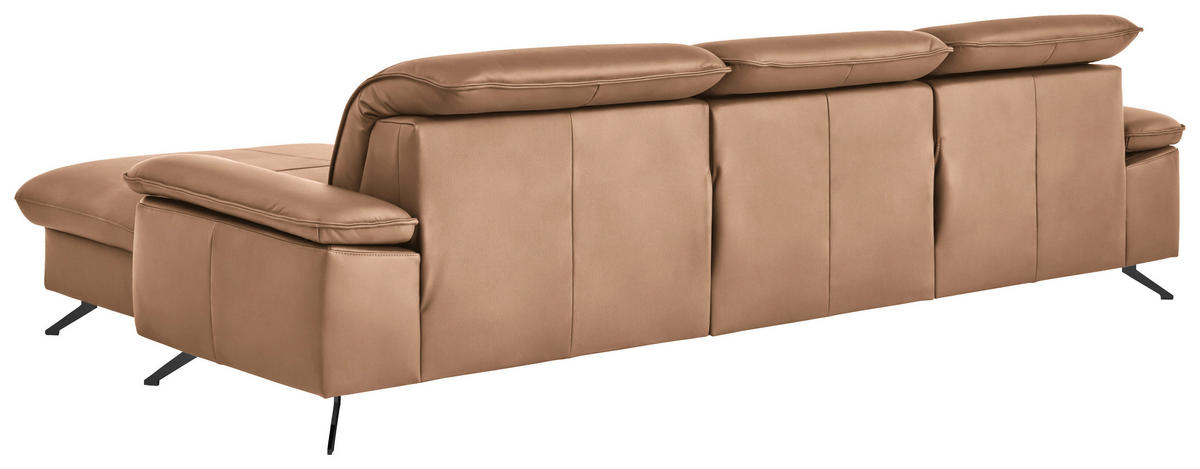 ECKSOFA  Echtleder Hellbraun  - Hellbraun/Schwarz, Design, Leder/Metall (307/169cm) - Beldomo Premium