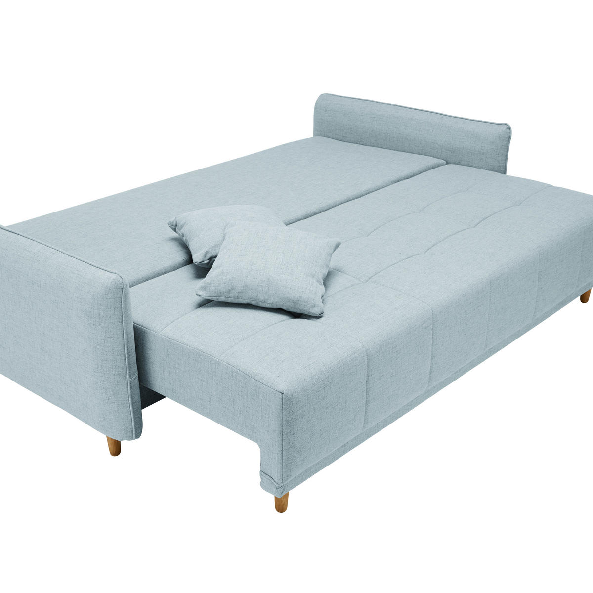 SCHLAFSOFA Webstoff Hellblau  - Eichefarben/Hellblau, Design, Holz/Textil (227/98/113cm) - Carryhome
