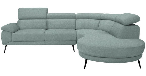 ECKSOFA Mintgrün Velours - Schwarz/Mintgrün, Design, Textil/Metall (299/264cm) - Novel