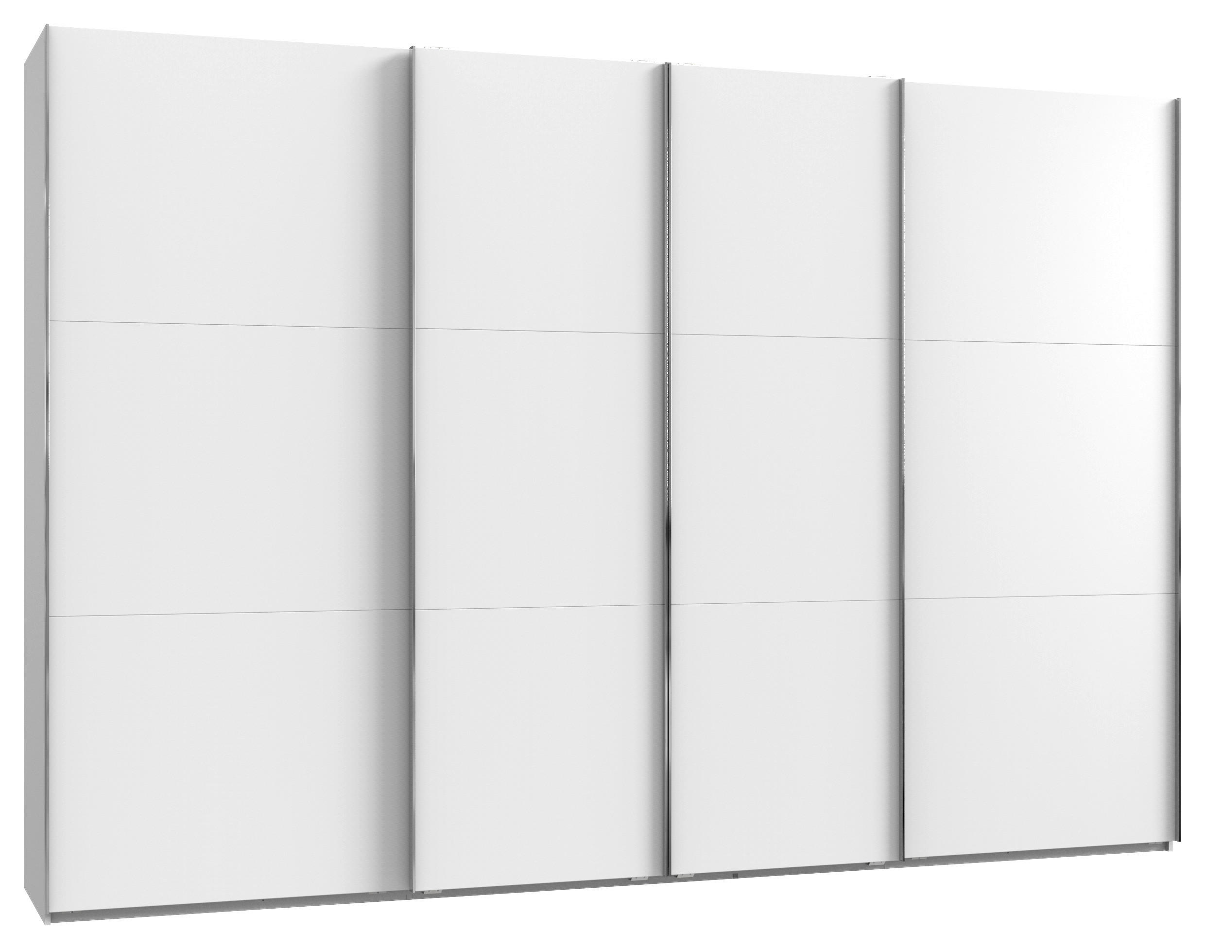 SCHWEBETÜRENSCHRANK 350/216/65 cm 4-türig Weiß  - Chromfarben/Weiß, Basics, Holzwerkstoff/Metall (350/216/65cm) - MID.YOU