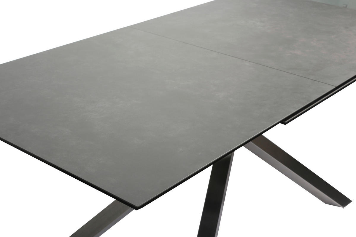 ESSTISCH in Metall, Glas, Keramik 180-240/90/76 cm  - Edelstahlfarben/Dunkelgrau, Design, Glas/Keramik (180-240/90/76cm) - Novel