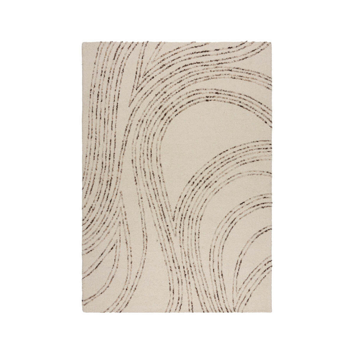 WOLLTEPPICH 120/170 cm ABSTRACT SWIRL WOOL Braun, Naturfarben  - Braun/Naturfarben, KONVENTIONELL, Textil (120/170cm)
