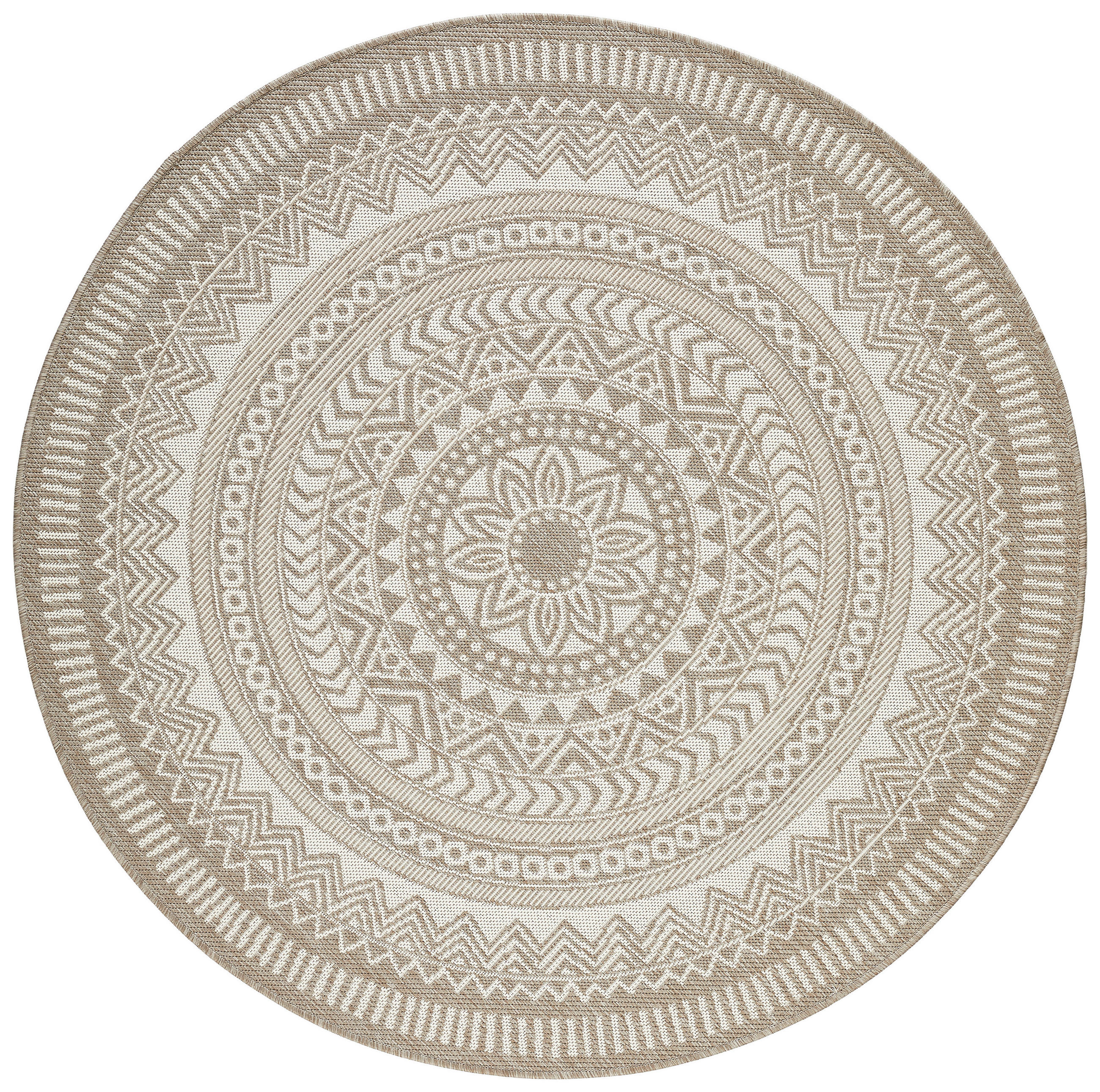 NOVEL Flachwebeteppich gewebt rund 200 cm Beige