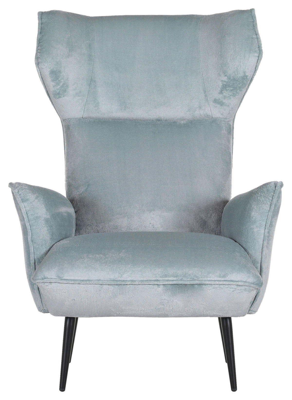 OHRENSESSEL in Plüsch Mintgrün  - Schwarz/Hellblau, KONVENTIONELL, Textil/Metall (83/110/92cm) - Carryhome