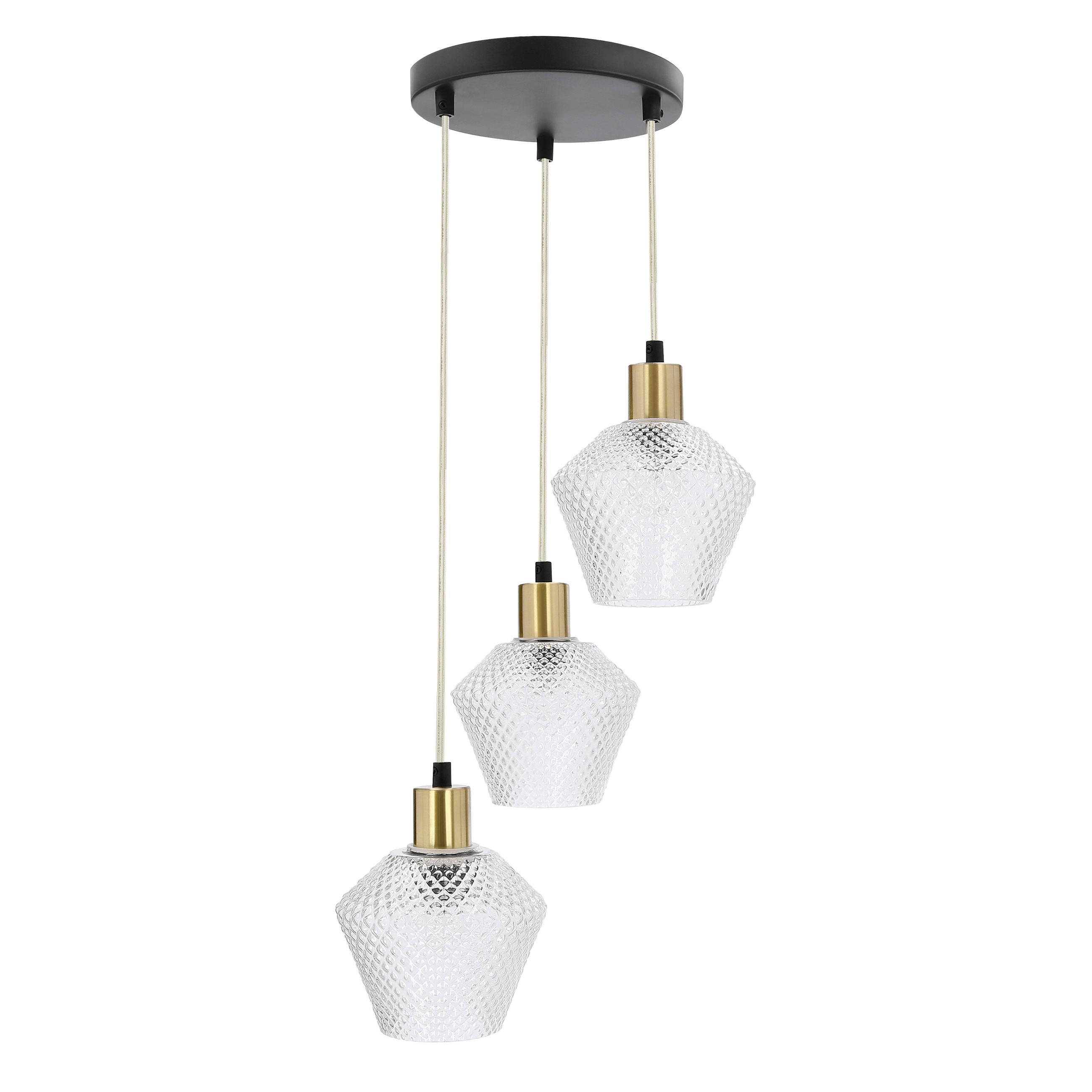 PENDELLEUCHTE Greniko 30/30/120 cm  - Transparent/Goldfarben, KONVENTIONELL, Metall (30/30/120cm)