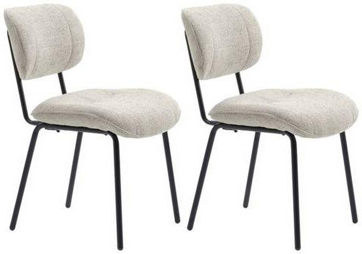 STUHL-SET 2 Stück  in Bouclé Textil  - Creme/Schwarz, MODERN, Textil/Metall (50/98/50cm) - Carryhome