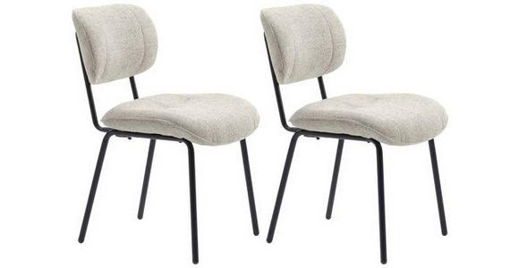 STUHL-SET 2 Stück  ,  , Bouclé  ,  - Creme/Schwarz, MODERN, Textil/Metall (50/98/50cm) - Carryhome