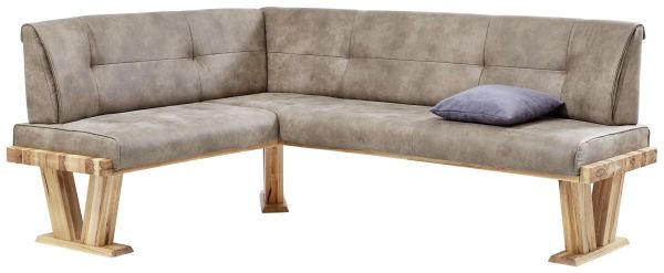 ECKBANK 155/205 cm Mikrofaser Eichefarben, Hellbraun Eiche massiv Holz   - Hellbraun/Eichefarben, Natur, Holz/Textil (155/205cm) - Valdera