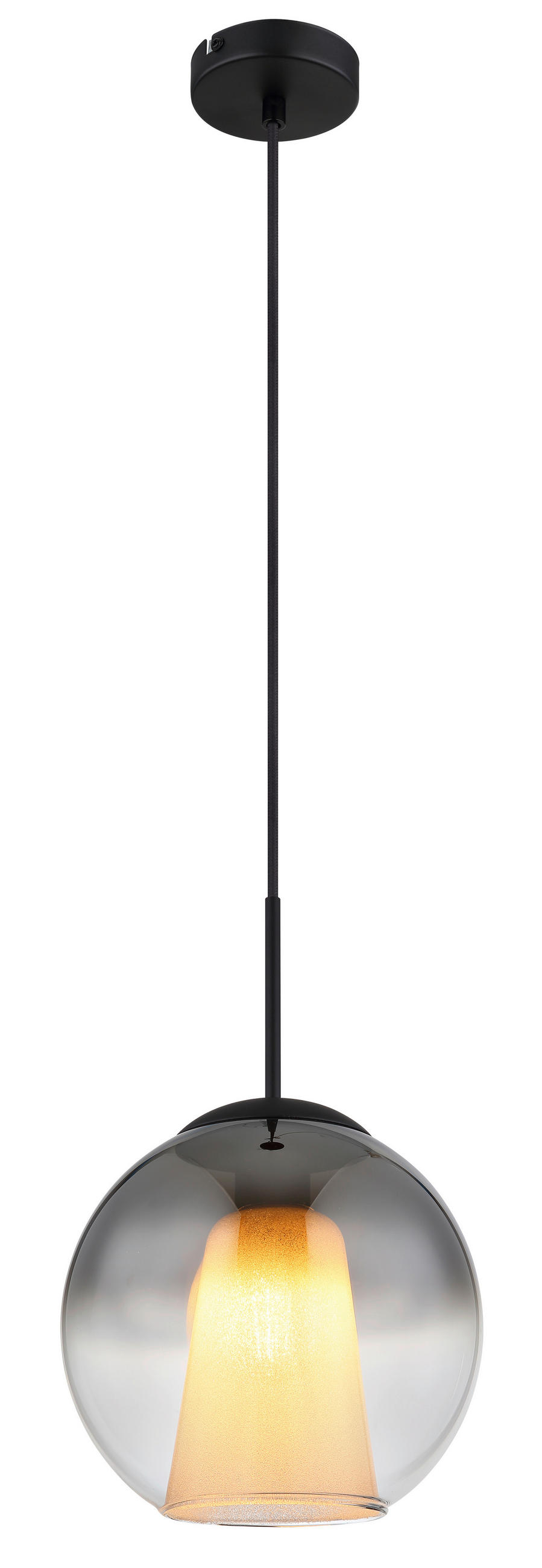 HÄNGELEUCHTE 25/120 cm    - Klar/Schwarz, Basics, Glas/Textil (25/120cm) - Globo
