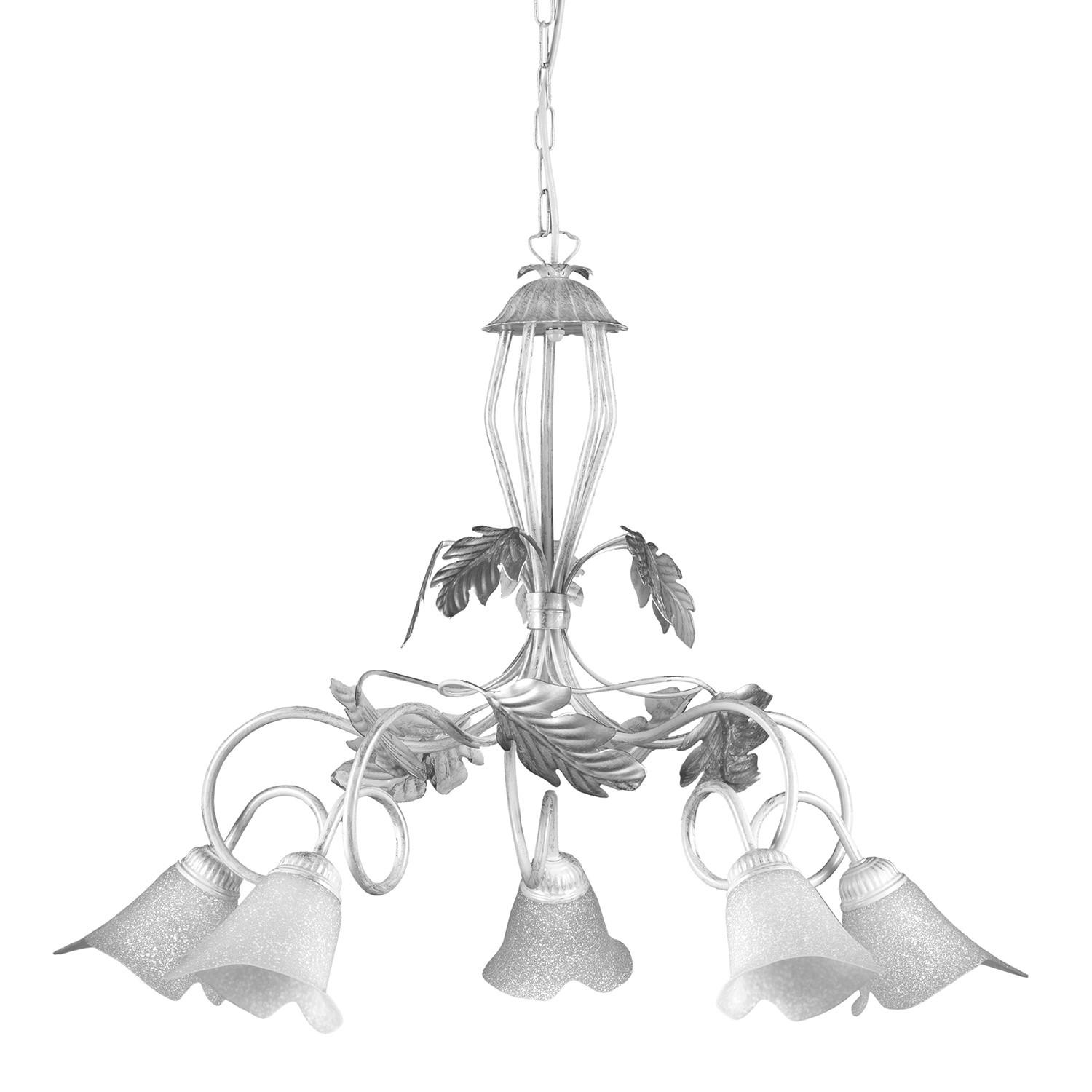 KRONLEUCHTER 90/130 cm   - Silberfarben/Weiß, KONVENTIONELL, Glas/Metall (90/130cm)
