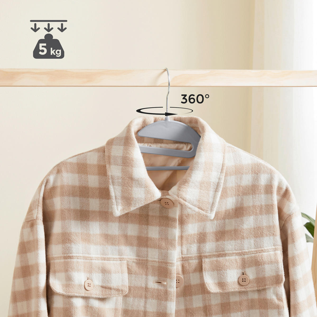 KLEIDERBÜGELSET 41,5 cm Metall, Kunststoff  - Grau, Basics, Kunststoff/Metall (41,5cm)