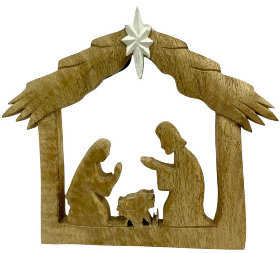 WEIHNACHTSKRIPPE - Braun, Natur, Holz (19cm) - X-Mas