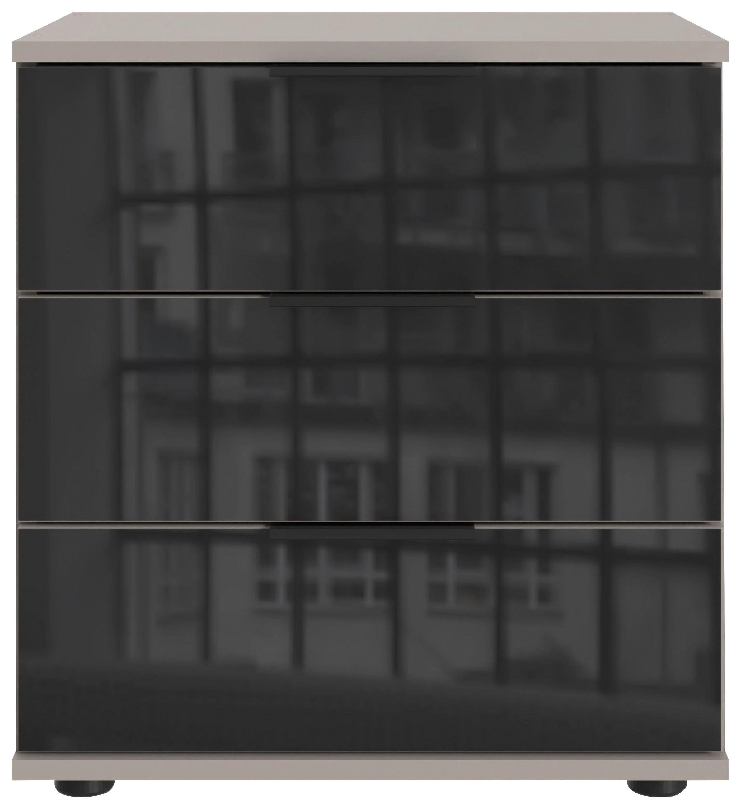 NACHTSCHRANK 52/58/38 cm  - Schwarz/Grau, KONVENTIONELL, Glas/Holzwerkstoff (52/58/38cm) - Boxxx