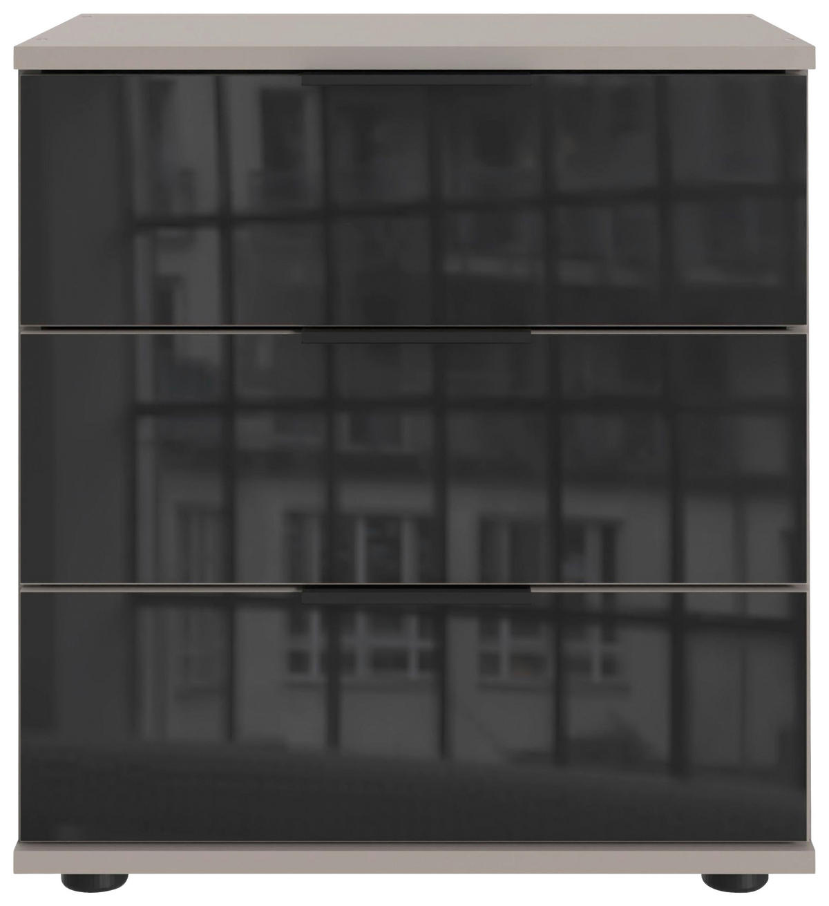 NACHTKÄSTCHEN 52/58/38 cm  in Grau, Schwarz  - Schwarz/Grau, KONVENTIONELL, Glas/Holzwerkstoff (52/58/38cm) - Modante