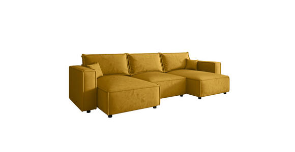 WOHNLANDSCHAFT Senfgelb Webstoff  - Senfgelb/Schwarz, MODERN, Kunststoff/Textil (350/153/68cm) - Xora