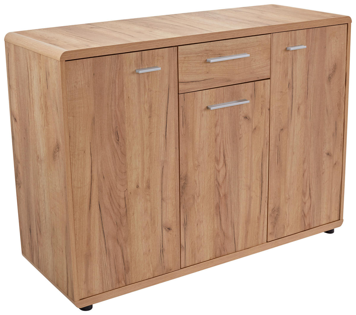 KOMODA, barve hrasta  - črna/barve hrasta, Trendi, umetna masa/leseni material (131,8/87,2/40cm) - Carryhome