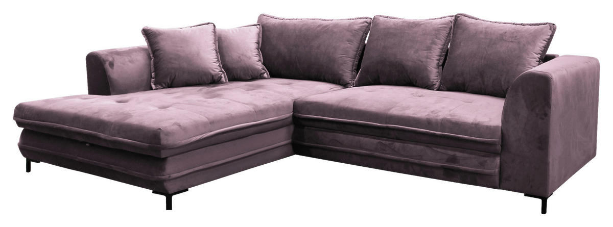 ECKSOFA in Velours Beere  187/277 cm  - Beere/Beige, Design, Textil/Metall (187/277cm) - Livetastic