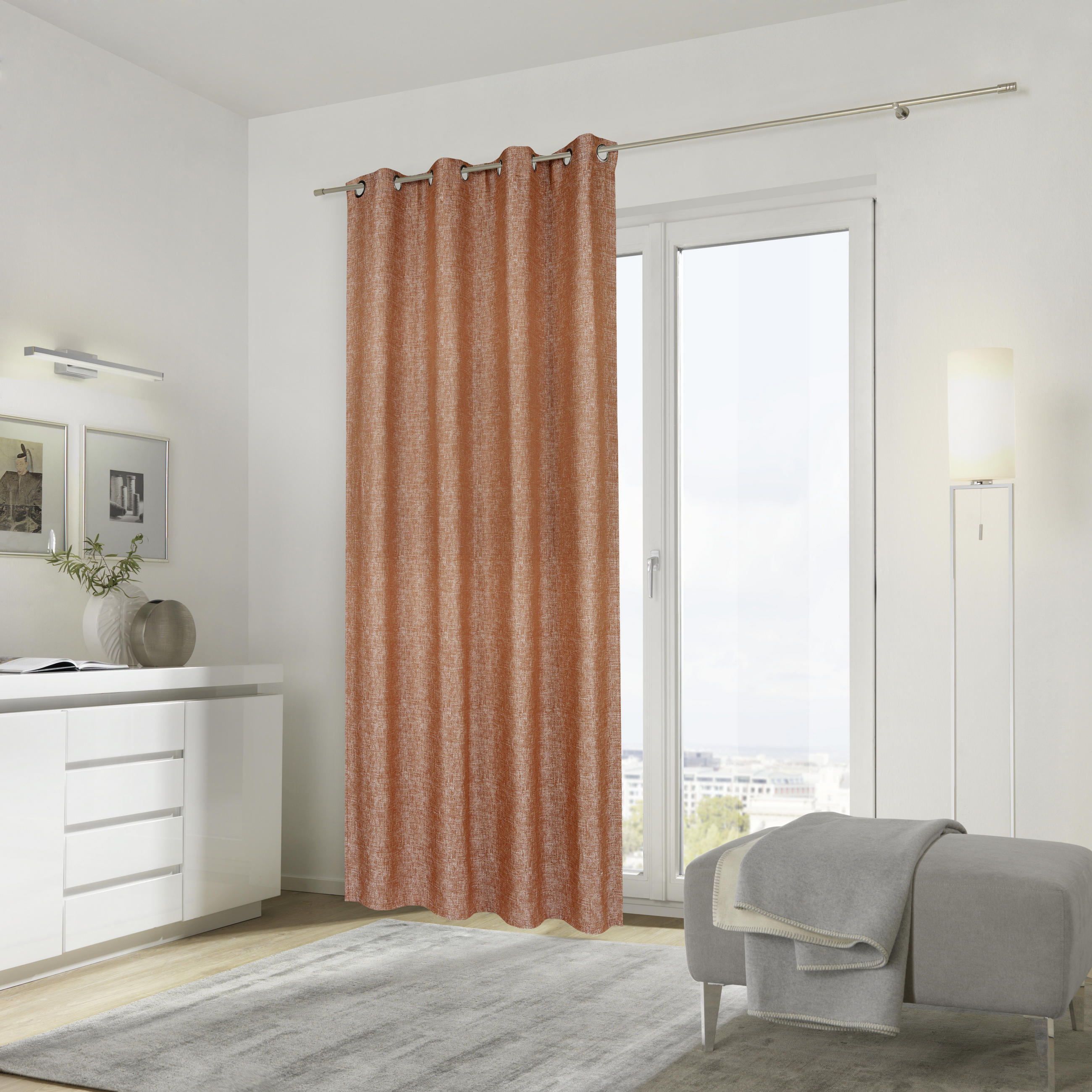 ÖSENSCHAL Gent blickdicht 135/250 cm   - Terracotta, Design, Textil (135/250cm) - Ambiente