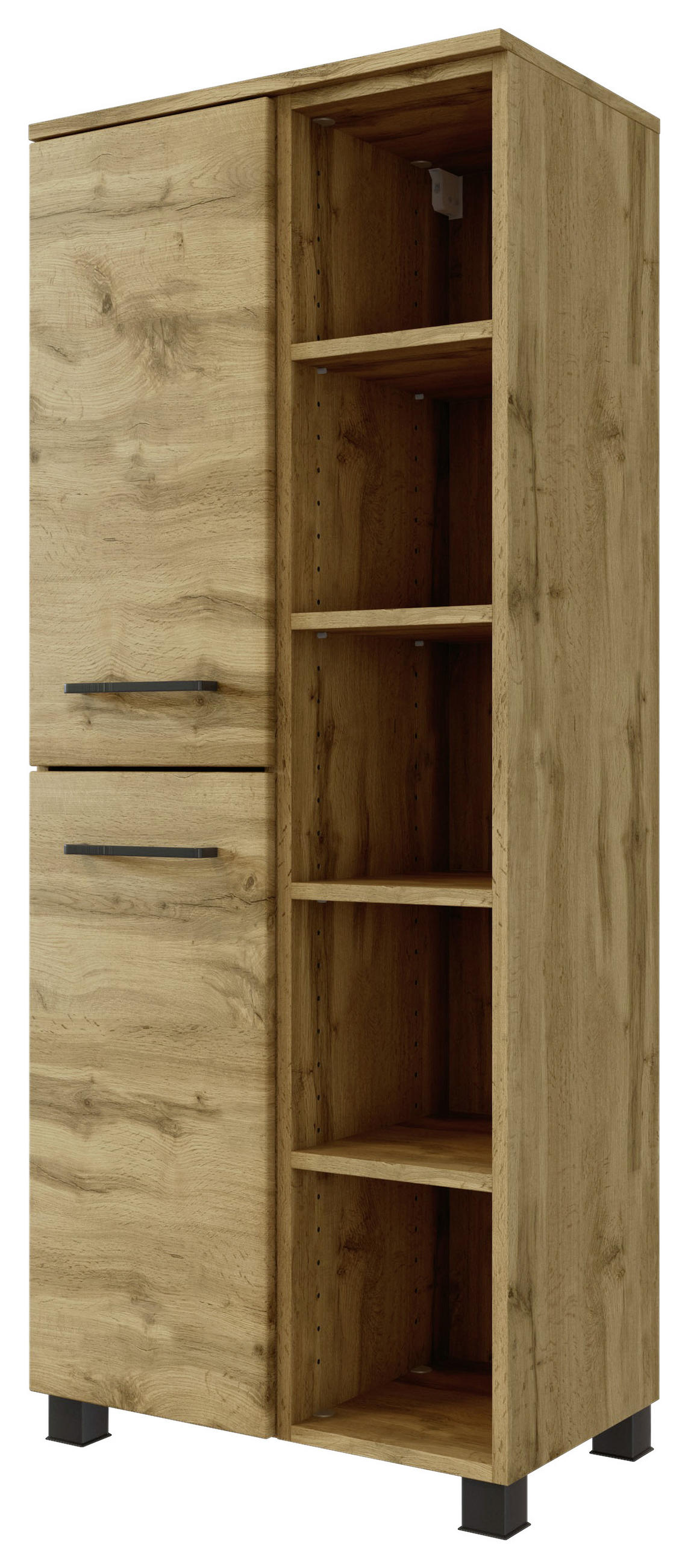 MIDISCHRANK 55/130/35 cm  - Eichefarben/Schwarz, MODERN, Holzwerkstoff/Metall (55/130/35cm) - Held