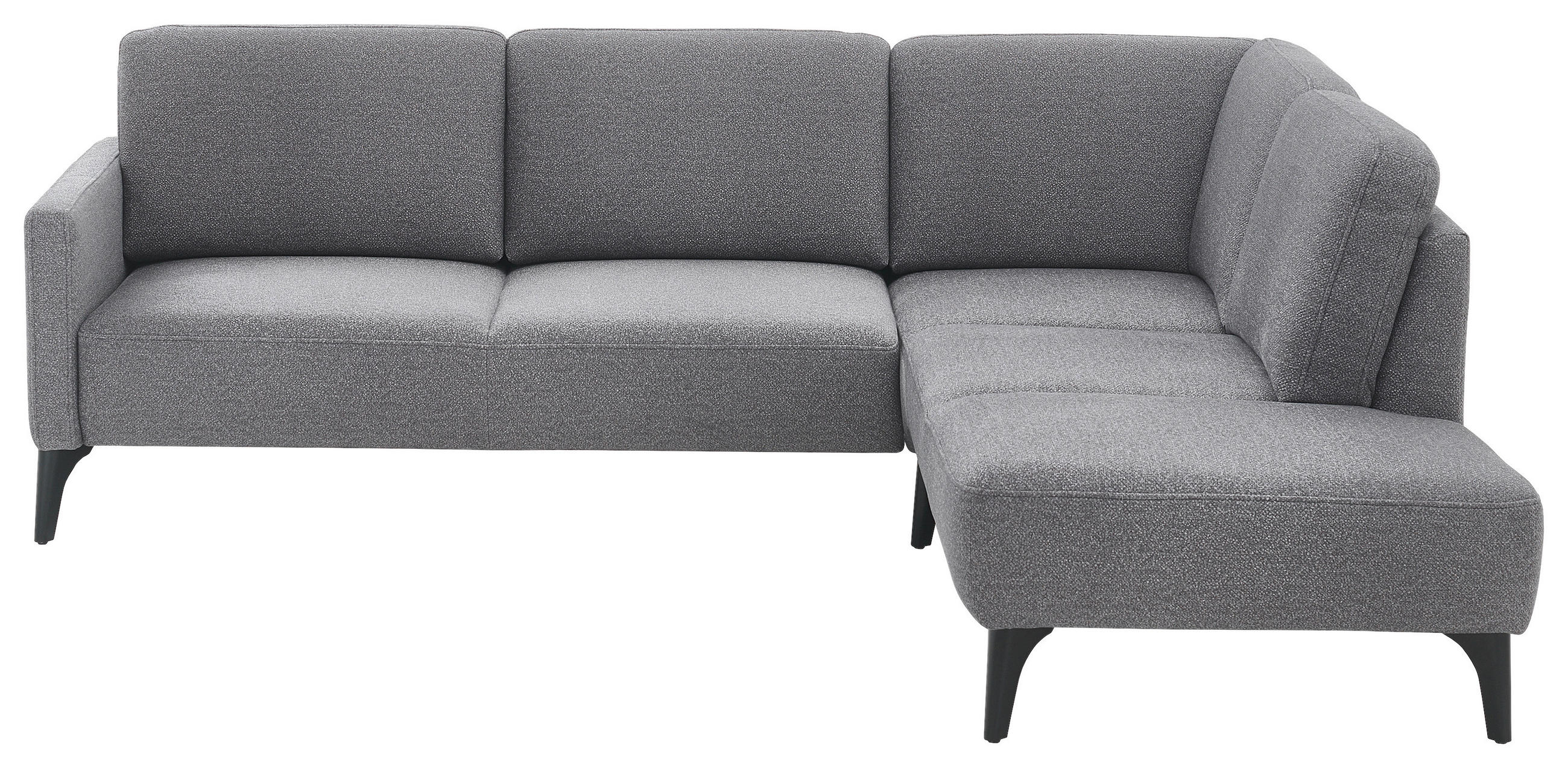 ECKSOFA Grau Flachgewebe  - Schwarz/Grau, KONVENTIONELL, Textil/Metall (255/218cm) - Elegando