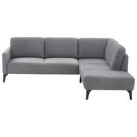 ECKSOFA Grau Flachgewebe  - Schwarz/Grau, KONVENTIONELL, Textil/Metall (255/218cm) - Elegando
