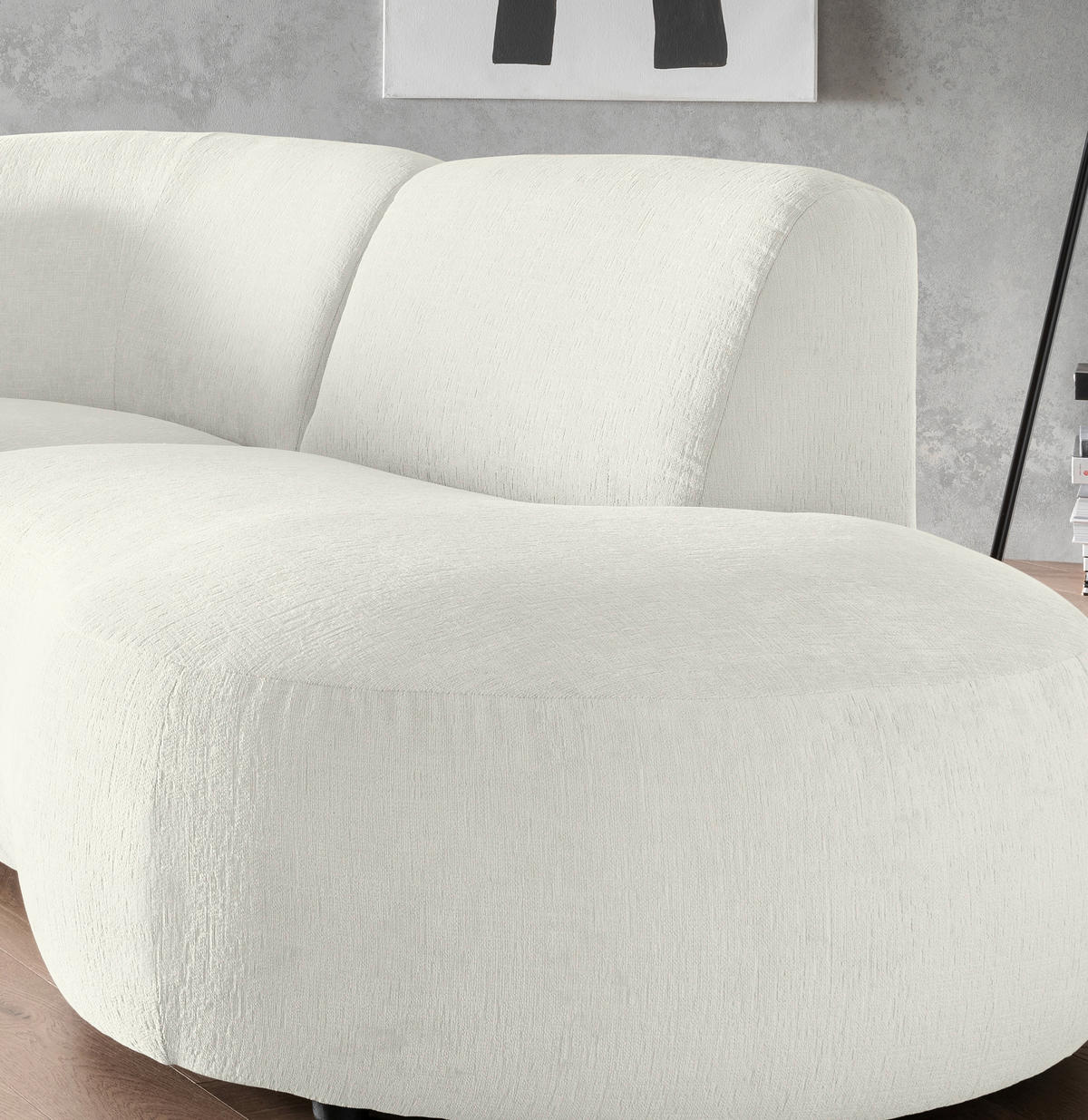 ECKSOFA in Mikrofaser Weiss  - Weiss/Schwarz, Modern, Kunststoff/Textil (276/182cm) - Livetastic