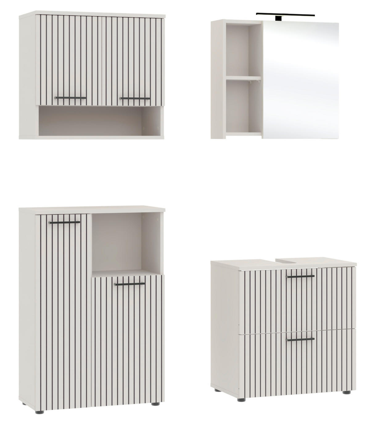 Baie 4 piese, 135 cm - cașmir/negru, Trend, sticlă/metal (135cm) - Respekta