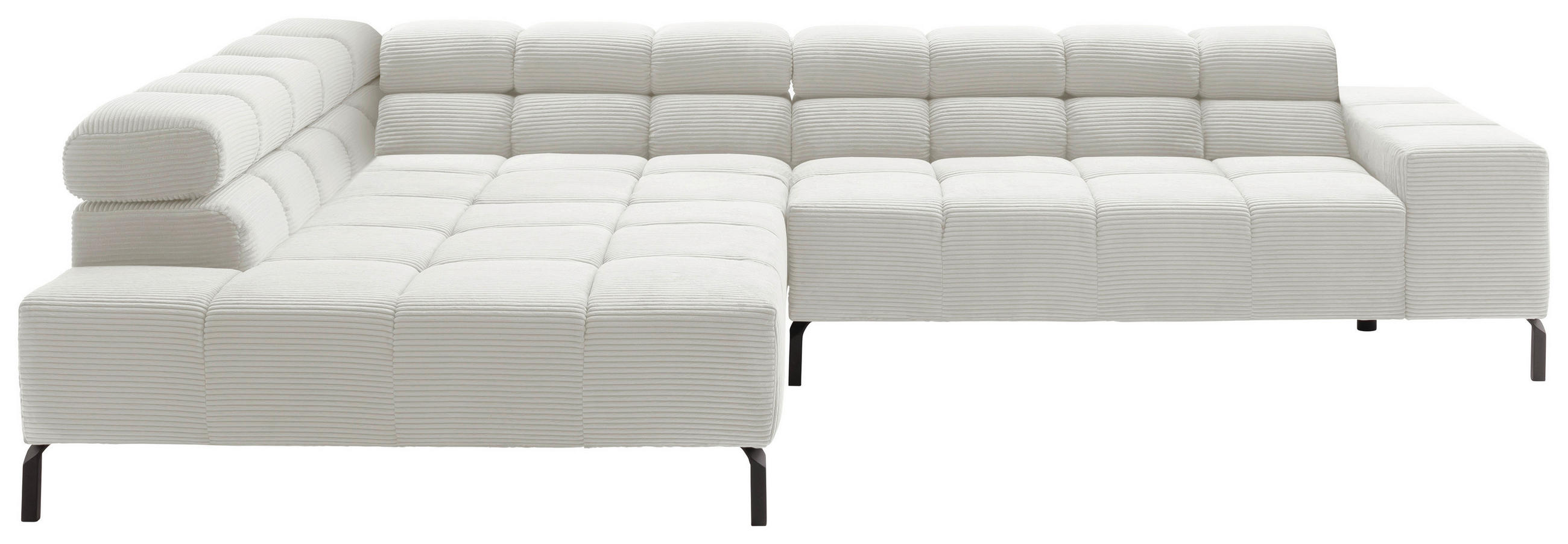 ECKSOFA Weiß Cord  - Schwarz/Weiß, Design, Textil/Metall (216/321cm) - Hom`in