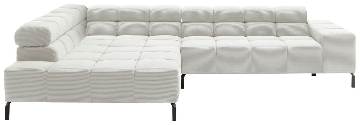 ECKSOFA Weiß Cord  - Schwarz/Weiß, Design, Textil/Metall (216/321cm) - Hom`in