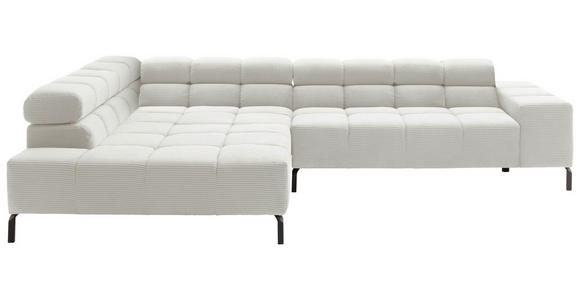 ECKSOFA  in Cord Weiß  216/321 cm  - Schwarz/Weiß, Design, Textil/Metall (216/321cm) - Hom`in