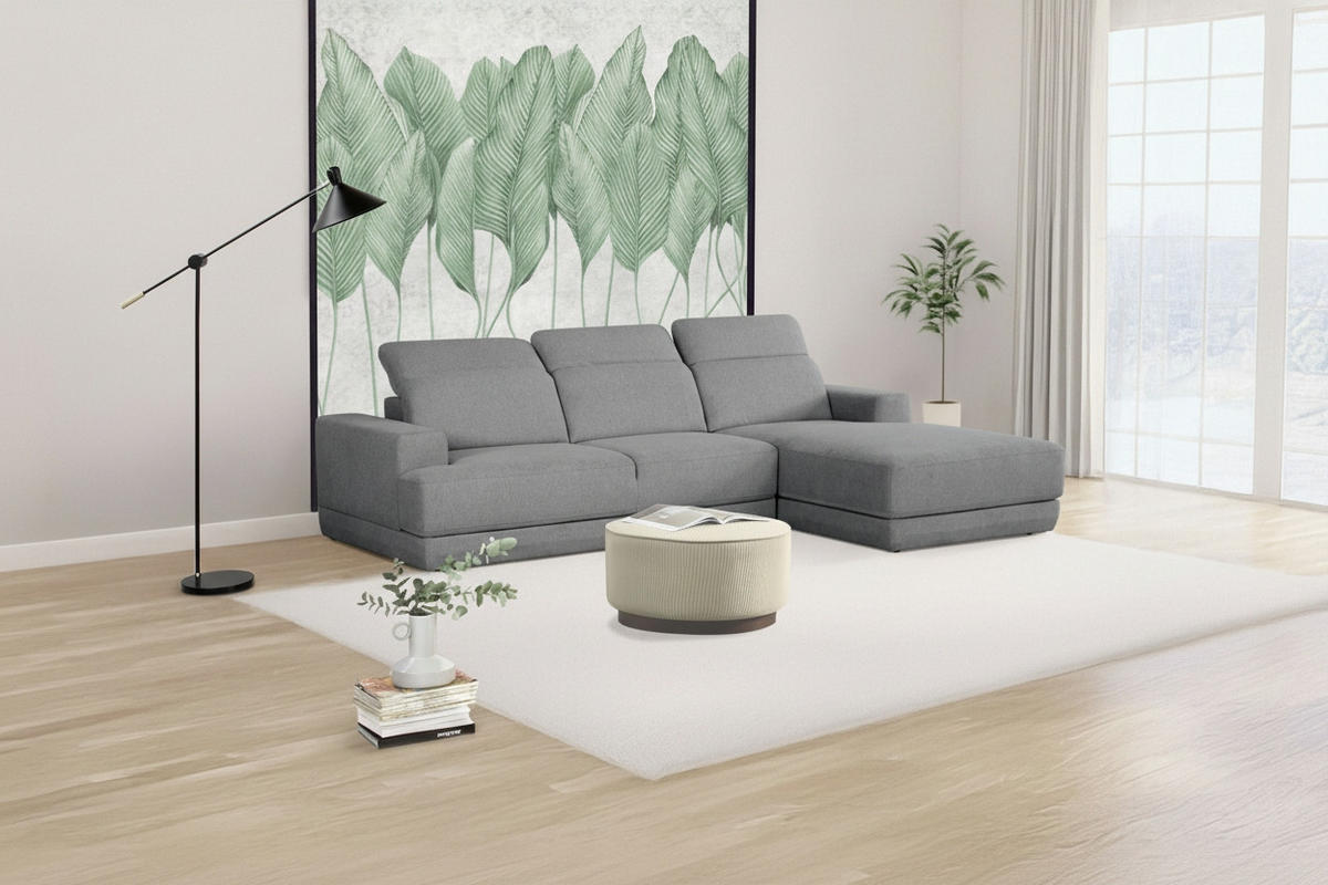 ECKSOFA Grau Webstoff  - Schwarz/Grau, Design, Kunststoff/Textil (204/293cm) - MID.YOU