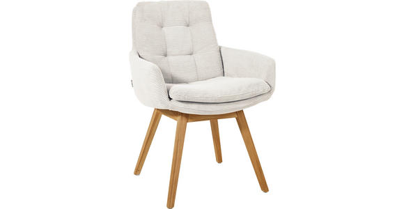 ARMLEHNSTUHL  Stoffauswahl, Typenauswahl, Gestellauswahl Cord  - Eichefarben/Weiß, Design, Holz/Textil (63/90/69cm) - Johann Jakob