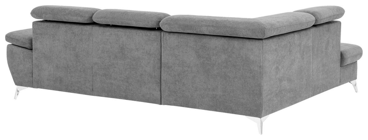ECKSOFA in Mikrofaser Hellgrau  - Chromfarben/Hellgrau, Konventionell, Textil/Metall (209/256cm) - Livetastic