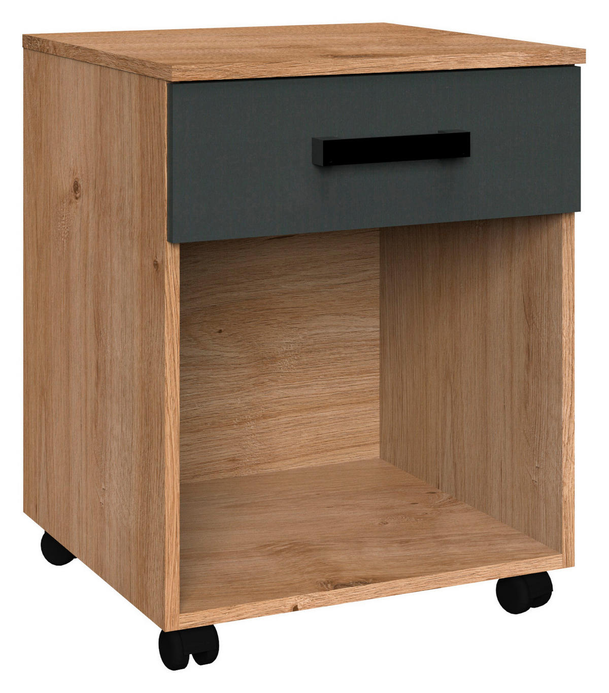 PREDALNIK NA KOLESCIH  barve grafita, barve hrasta  - barve hrasta/barve grafita, Design, umetna masa/leseni material (46/58/40cm) - Hom`in