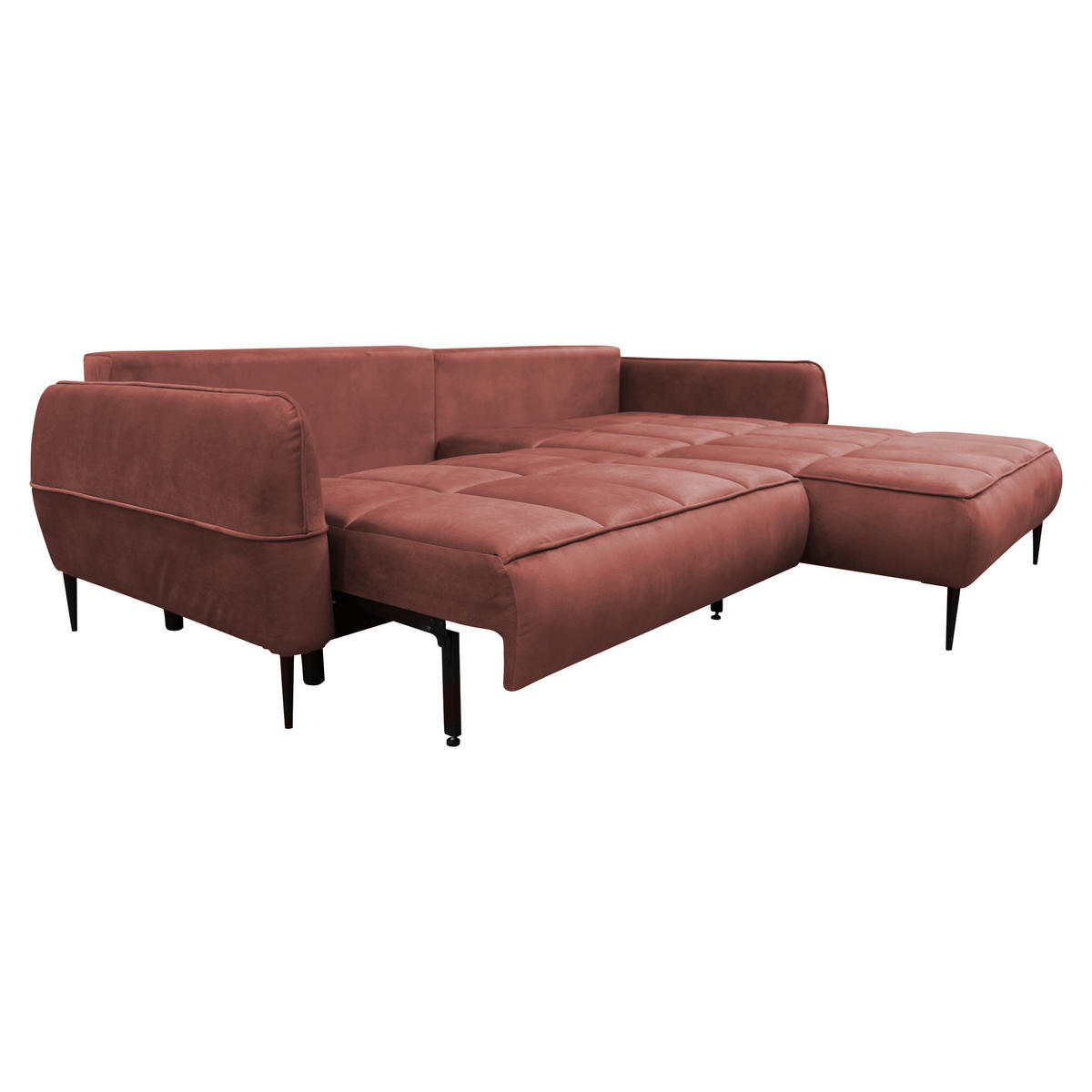 ECKSOFA Koralle Velours  - Koralle/Schwarz, Design, Textil/Metall (260/189cm) - MID.YOU