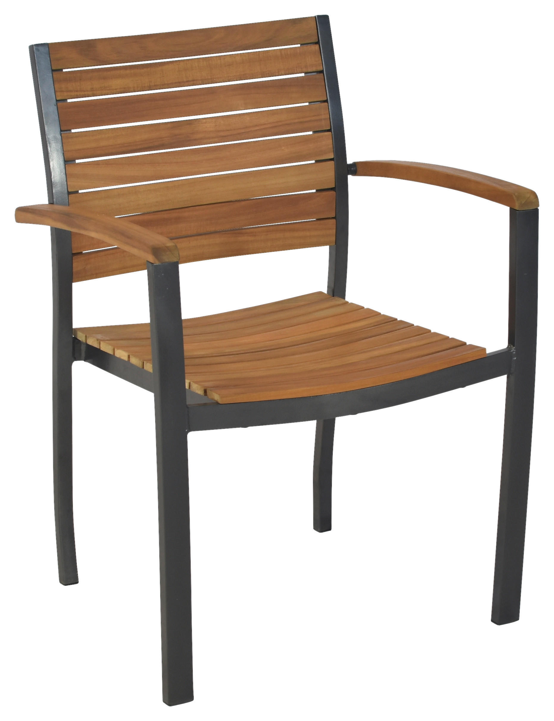 STAPELSESSEL Akazie Aluminium Graphitfarben, Naturfarben  - Graphitfarben/Naturfarben, MODERN, Holz/Metall (61/84/42cm) - Gardenson