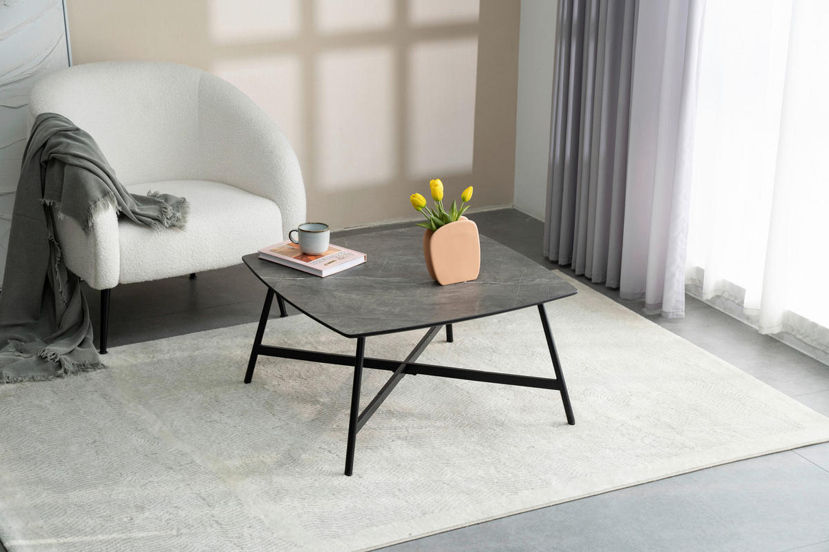 KONFERENČNÍ STOLEK, šedá, kov, kompozitní dřevo, 80/80/42 cm - šedá/černá, Design, kov/kompozitní dřevo (80/80/42cm) - MID.YOU