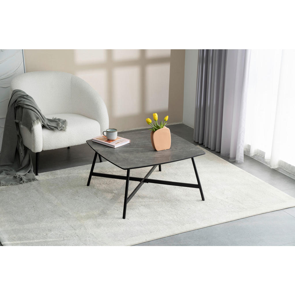 Thumbnail - Mid.you Couchtisch, Grau, Metall, Holzwerkstoff, Betonoptik, rechteckig, Rundrohr, 80x80x42 cm, Wohnzimmer, Wohnzimmerti...
