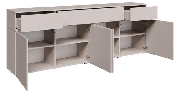 SIDEBOARD  220/80/40 cm 4 Schublade(n)  - Kaschmir/Silberfarben, Design, Holzwerkstoff/Kunststoff (220/80/40cm) - Xora