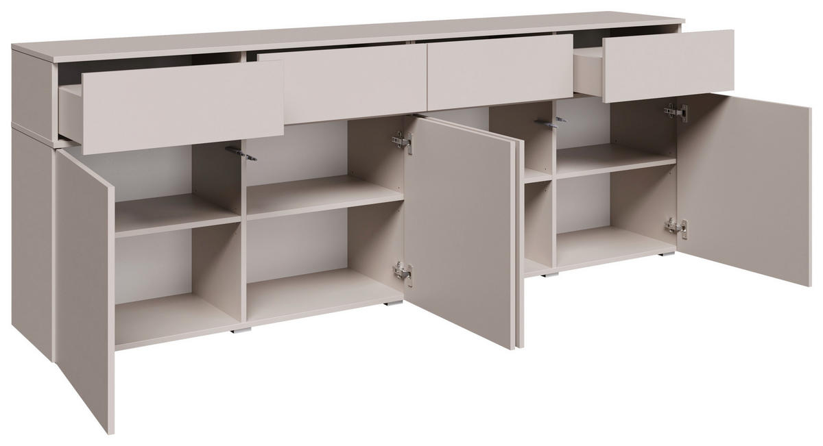 SIDEBOARD  220/80/40 cm 4 Schublade(n)  - Kaschmir/Silberfarben, Design, Holzwerkstoff/Kunststoff (220/80/40cm) - Xora