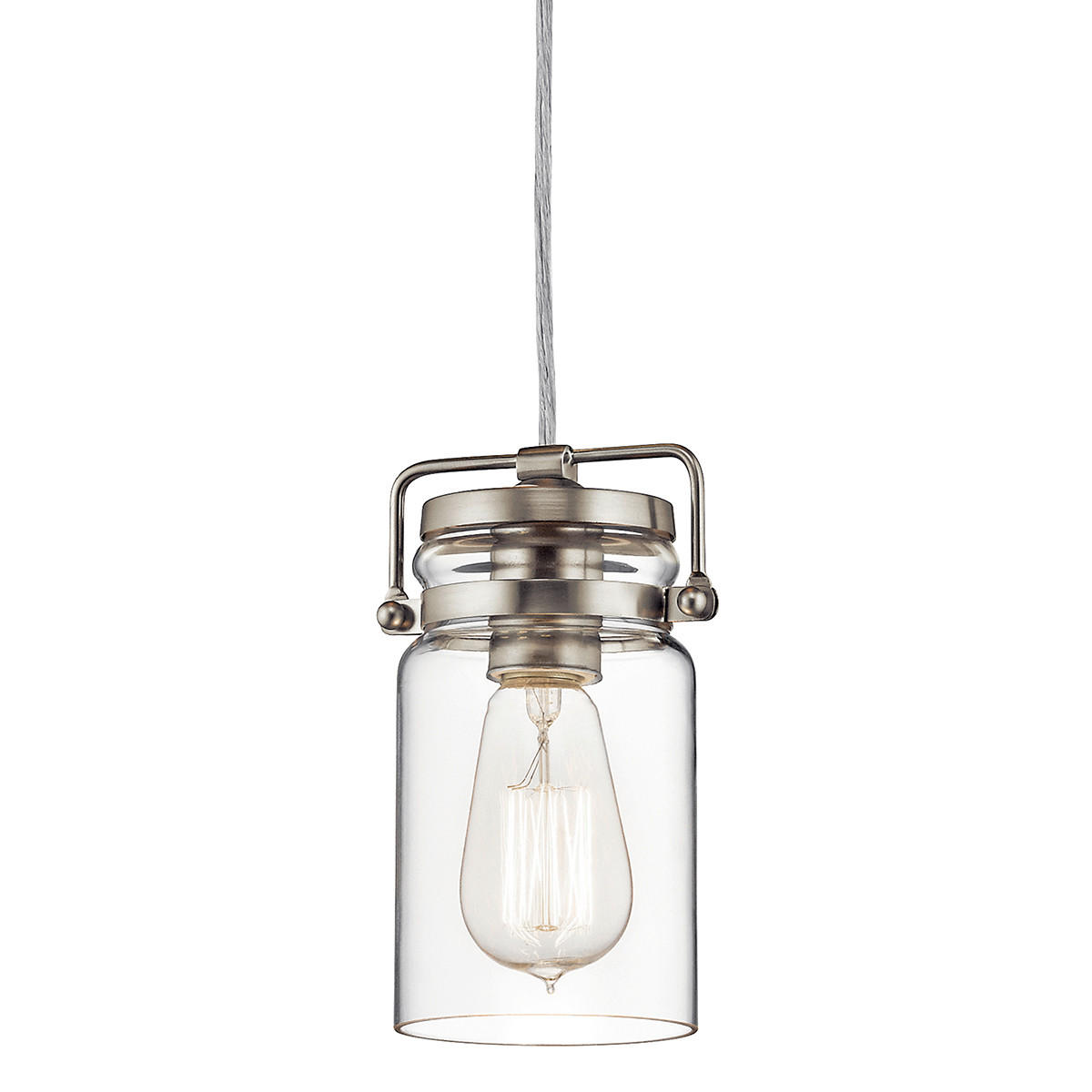 HÄNGELEUCHTE Elstead Brinley 12/25.6 cm   - Nickelfarben, LIFESTYLE, Glas/Metall (12/25.6cm) - Elstead Lighting