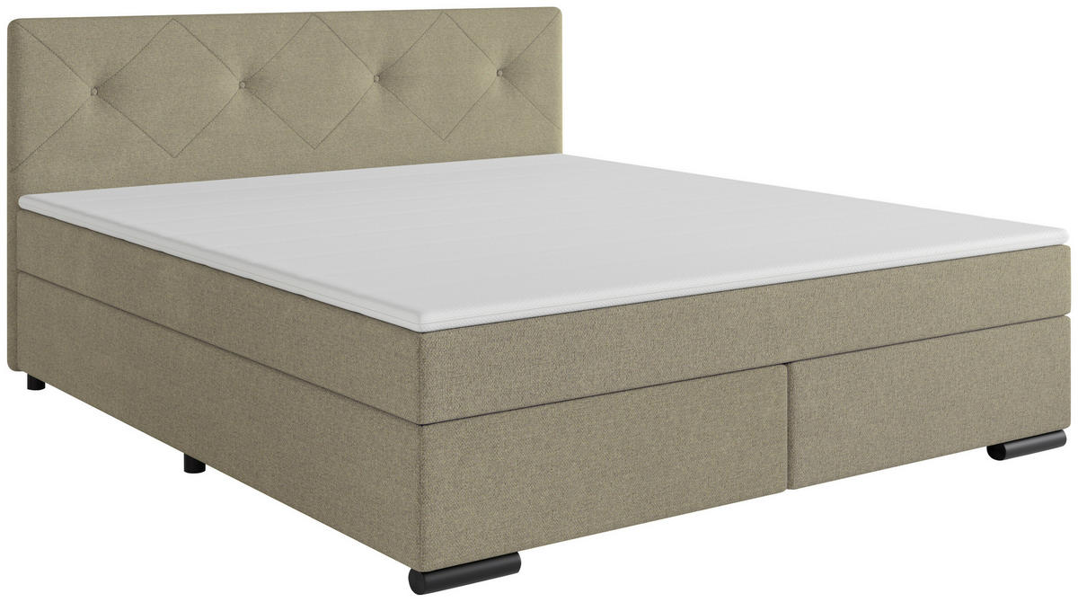 BOXSPRINGBETT 180/200 cm  in Beige  - Beige/Schwarz, MODERN, Karton/Holz (180/200cm) - MID.YOU