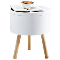 BEISTELLTISCH Pinie massiv Weiß rund  - Weiß, Holz (37,5/45cm)