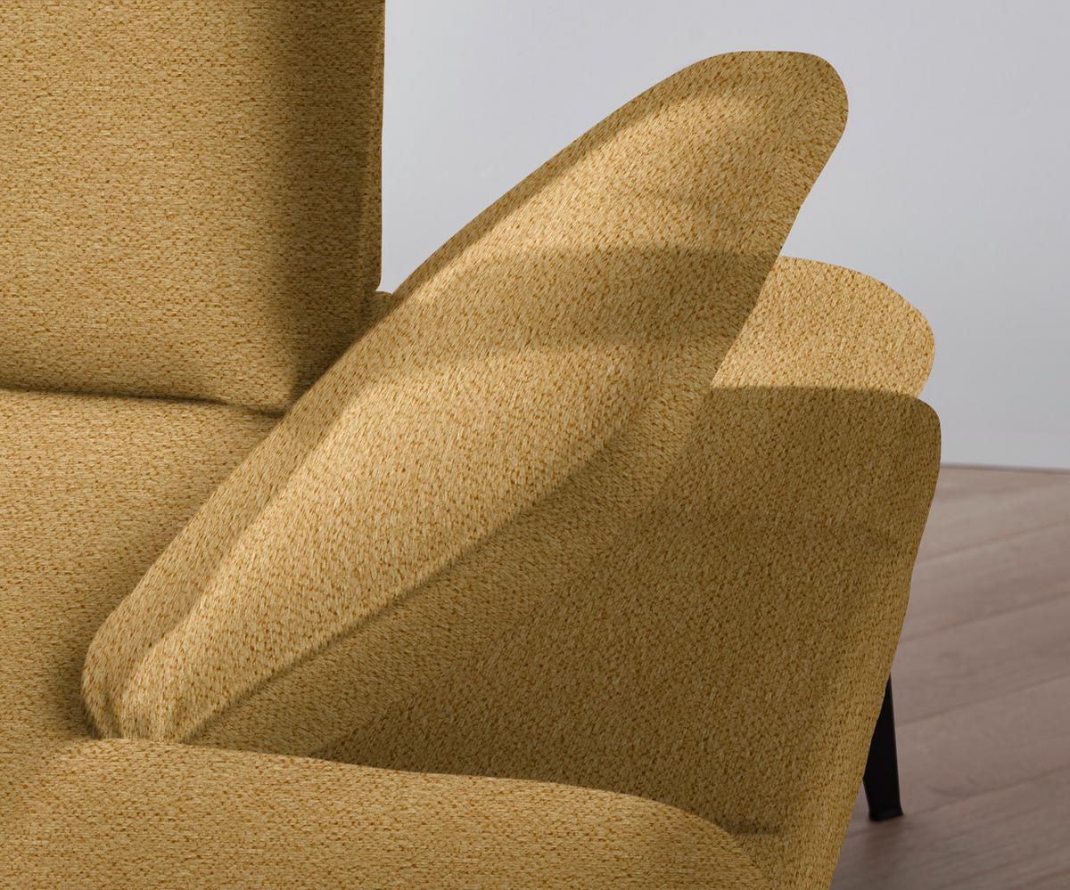 ECKSOFA in Webstoff Currygelb  180/289 cm  - Currygelb/Schwarz, Design, Textil/Metall (180/289cm) - Stylife